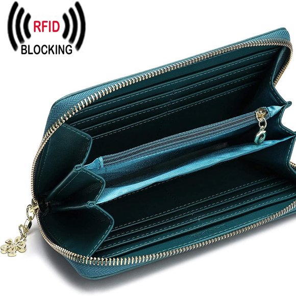 Women Soft Vegan leather Wallet RFID Blocking Phone Wristlet Clutch Card Holder - Picture 5 of 5